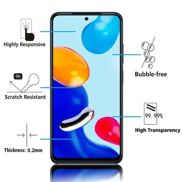 Skyddsglas - VCOMP - Xiaomi Redmi Note 11/11S - Härdat Glas - Rep resistant - 6.43 tum VIT