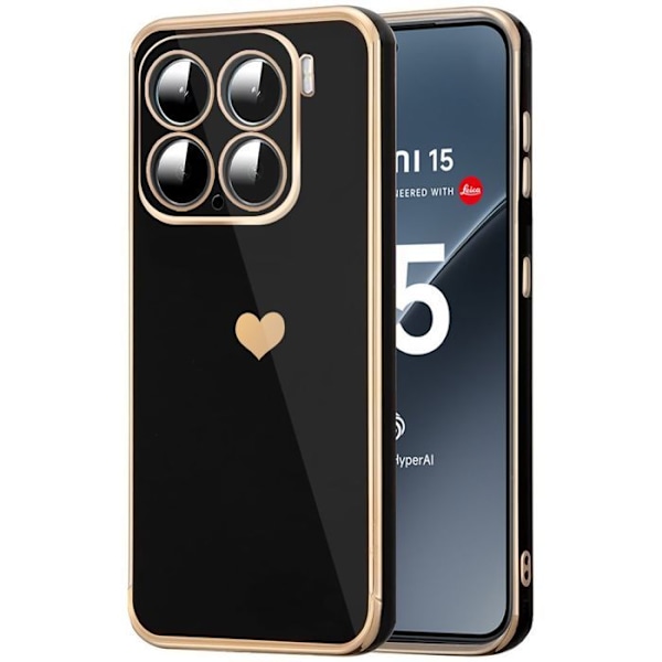 Coque för Xiaomi 15 - TPU-skydd Hjärta Stötdämpande Anti-repa Mjuk Svart Svart