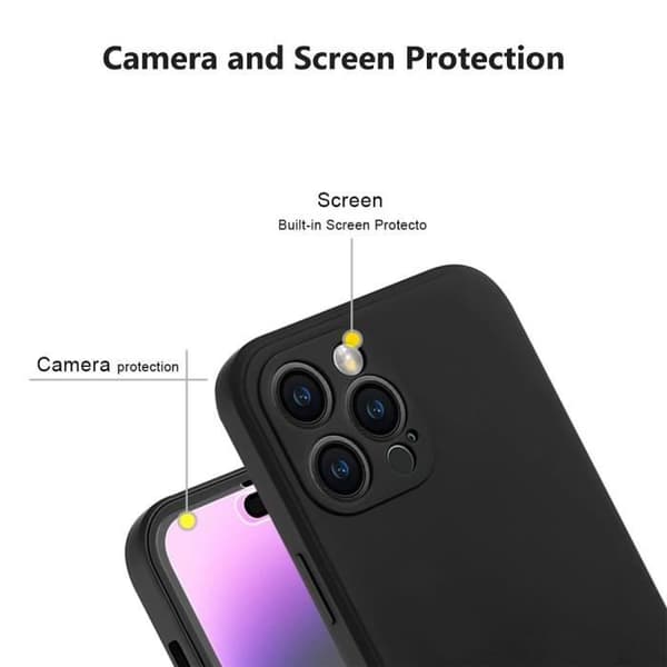 Coque Intégrale 360 - EF CONNECTION - för iPhone 14 Pro Max - Svart - Repellerande - Mjuk Svart