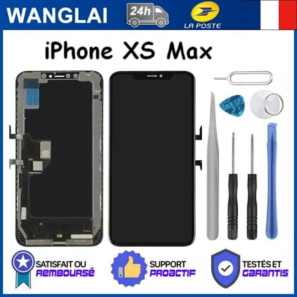 PEKGLAS + LCD-SKÄRM FÖR IPHONE XS MAX SVART + VERKTYG