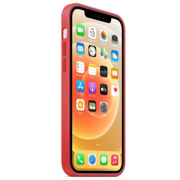 Flydende silikone + hærdet glascover til iPhone 12 Pro (6,1"), stødsikkert cover - rød