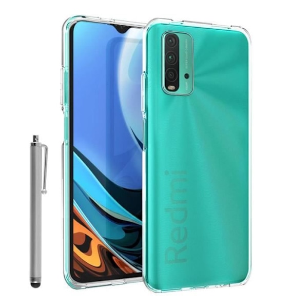 VCOMP® för Xiaomi Redmi 9T- 9 Power 6,53": UltraSlim Gel Silikonfodral och Perfect Fit + Stylus Penna - TRANSPARENT VIT