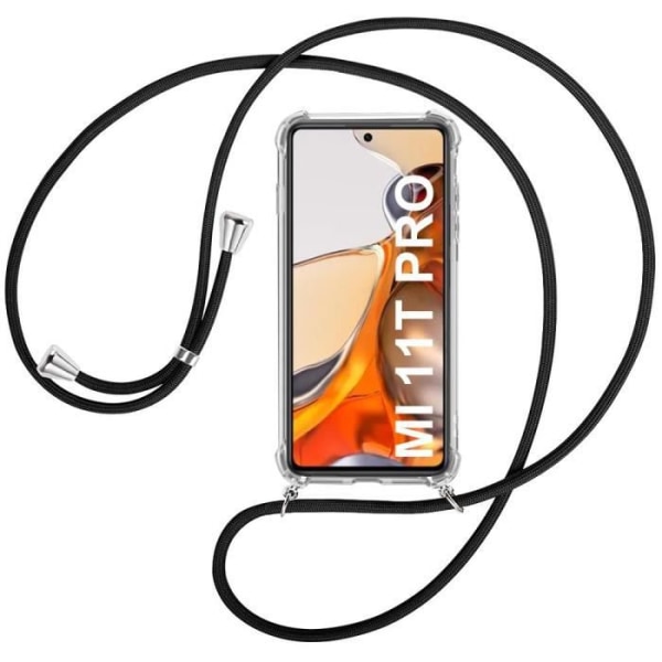 Taske til Xiaomi Mi 11T Pro 5G (6,67") Stødsikker blød, forstærket hjørnebeskyttelse Forstærkede hjørner fint med sort ledning Transparent-svart