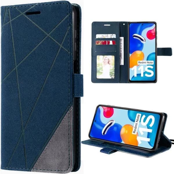 Coque - Xiaomi - Redmi Note 11S - Stöttålig - Mjuk PU Läder - Marinblå marinblå