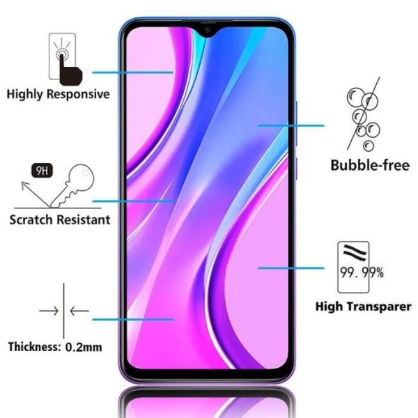 Til Xiaomi Redmi 9 6.53": 1 farve fuldskærms skærmbeskytter i hærdet glas - SORT