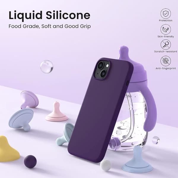 Coque - E.F.CONNECTION - för iPhone 15 - Mörklila - Ultra-Tunn - Silikon Mörklila