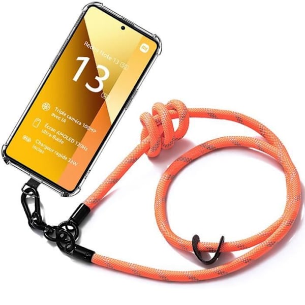 Coque - Xiaomi - Redmi Note 13 5G - Stöttrör - Robust Snodd - Orange Orange