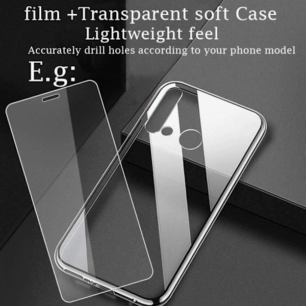 Fodral för Oppo A74 5G/A54 5G/A93 5G, mjukt, transparent, lätt skydd, härdat glas ingår Transparent