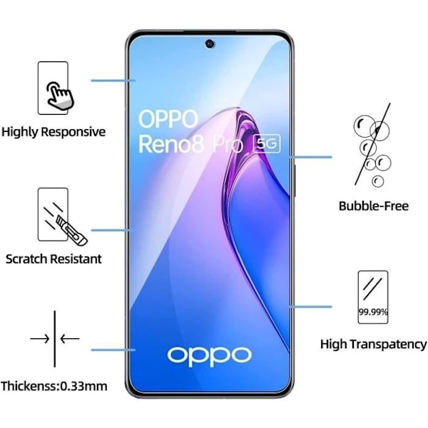 [3 delar] Transparent härdat glas för OPPO Reno 8 Pro 5G Transparent