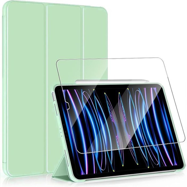 Coque + Tempereret glas til iPad Pro 11 tommer (2022/2021/2020/2018) Slim beskyttelse med støttefunktion - Grøn Grön