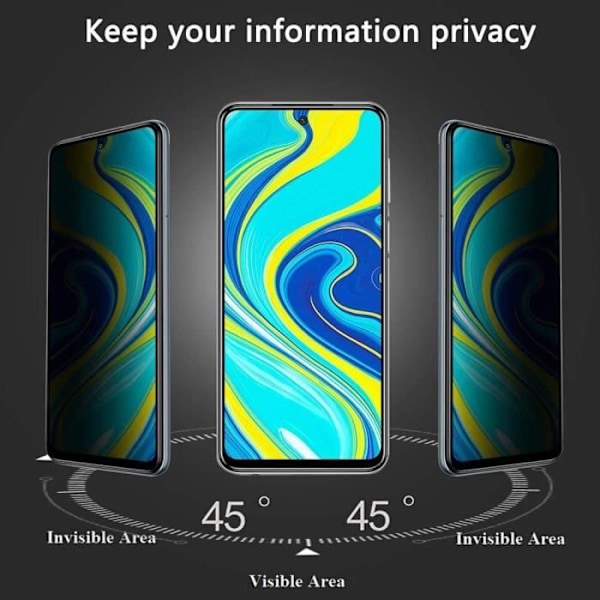 Anti-Spy Skärmskydd i härdat glas för Xiaomi Redmi 9A - E.F.CONNECTION - Paket med 3 Svart