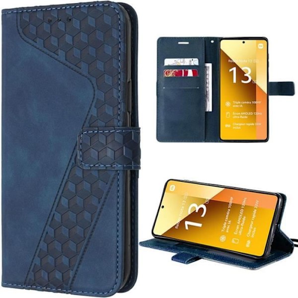 Skal för Xiaomi Redmi Note 13 5G - E.F.Connection - Mörkblå - Stötabsorberande Skydd - PU-läder - Mjuk marinblå