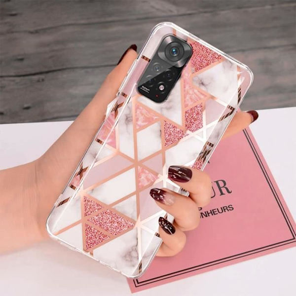 Fodral för Redmi Note 11-Note 11S Pink Marble Pattern Mjukt stötsäkert skydd Rosa