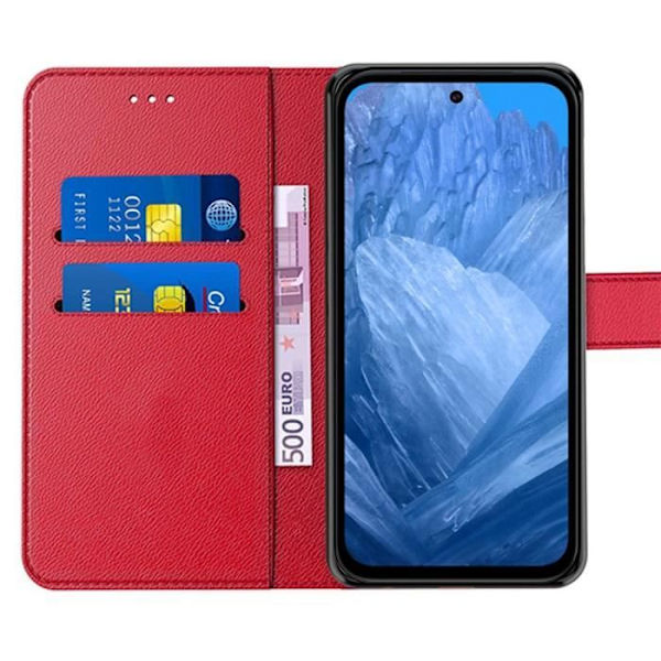 Full Cover Cover til Google Pixel 8a - Beskyttelse Stødsikker Syntetisk Læder Flap Rød