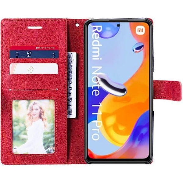 Fodral - Xiaomi - Redmi Note 11 Pro/Note 12 Pro - Röd - Stötsäker - PU-läder Röd