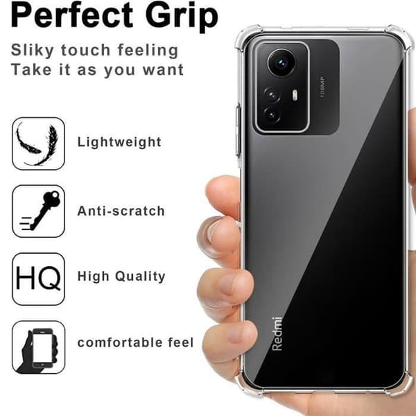 Skyddsskal - E.F.CONNECTION - Xiaomi Redmi Note 12S - Flexibelt - Transparent - 4 förstärkta hörn Transparent