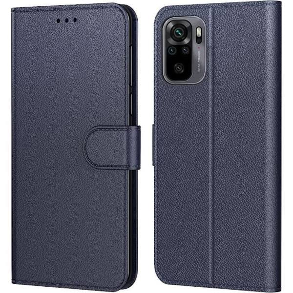 Fodral för Redmi Note 10-Note 10S (6,43") Marinblå Anti-Shock Enfärgad Anti-Scratch Lädereffekt 360 graders skydd marinblå