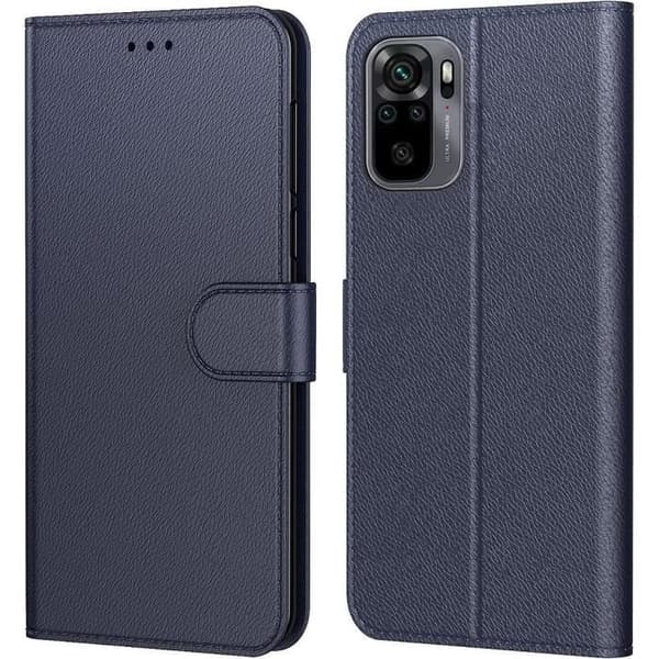 Skyddsskåp - MÄRKE - För Redmi Note 10/10S - Marinblå - Lädeffekt - 360° skydd marinblå