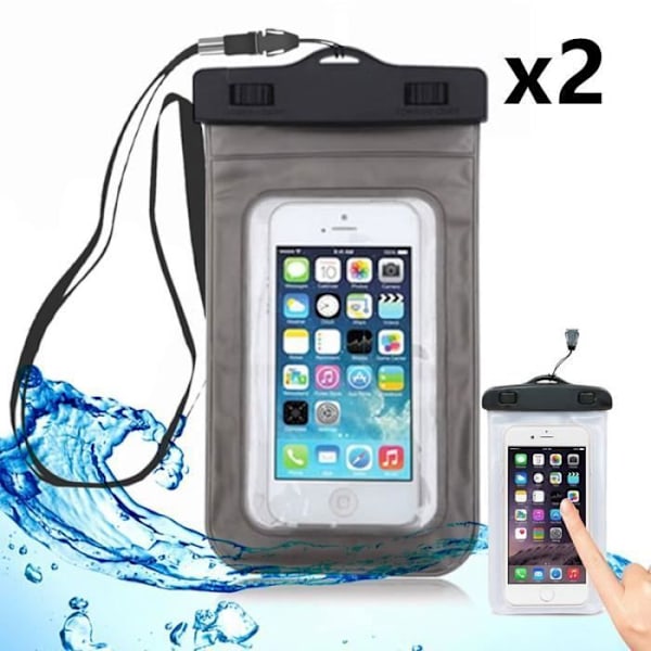 Pack-2 Fodraletui Vattentät för iPhone 16 Pro Max 15 14 13 12 11 XS X XR Smartphone Svart