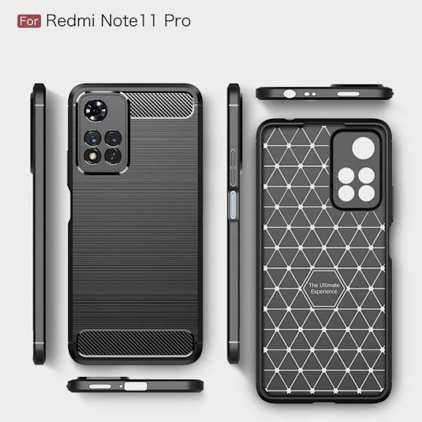 Coque - E.F.CONNECTION - Redmi Note 11 Pro - Stötsäker Skydd - Texturerad - 2 Härdat Glas Svart