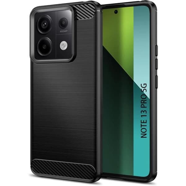 Coque - E.F.CONNECTION - för Xiaomi Redmi Note 13 Pro 5G - Kolfiberlook - Stötsäker - Elegant Svart
