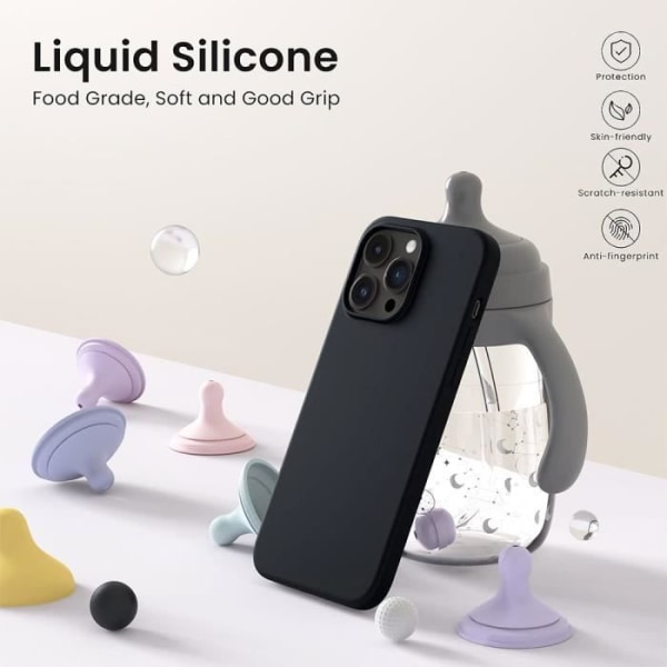 Skal till iPhone 15 Pro Max Silikon Ultra Slim Black + 2 skärmskydd i härdat glas