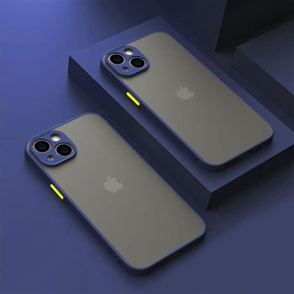 Coque - Silikon - för iPhone 15 Plus - Stötsäker - Matt - 2 Tempererade Glas Ingår marinblå