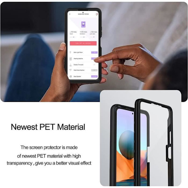 360 Integral Case för Redmi Note 10 Pro Black, Anti-Scratch Light Mjuk Svart