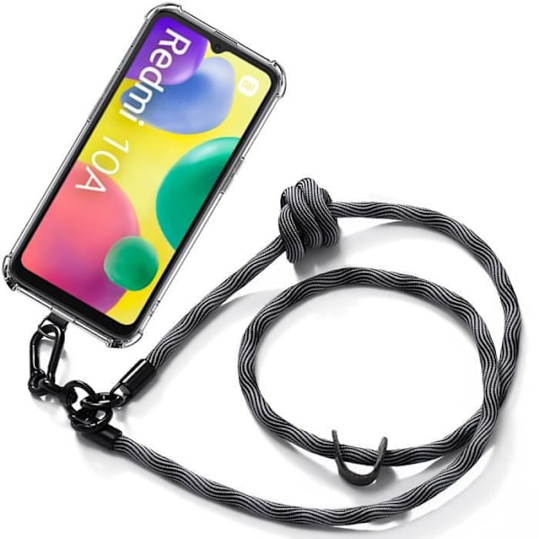Lanyardfodral till Xiaomi Redmi 10A - Redmi 9C skyddsförstärkta hörn mot repor med snörband grå