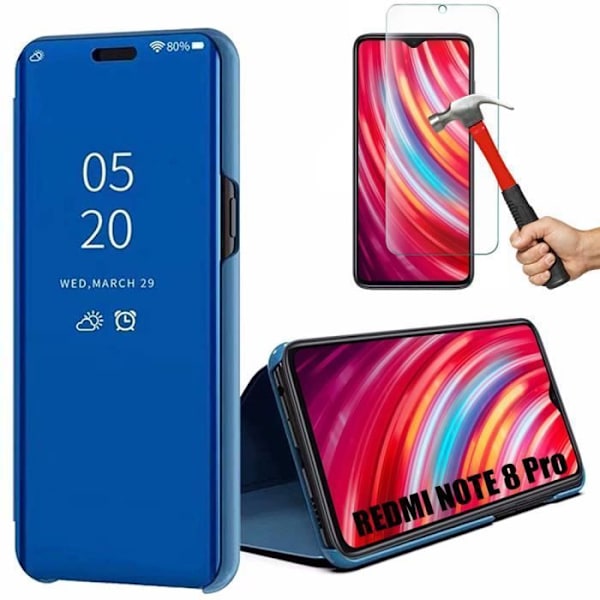 Beskyttelsesskal - E.F.CONNECTION - Redmi Note 8Pro - Forstærket Kant - Spejleffekt - Blå blå
