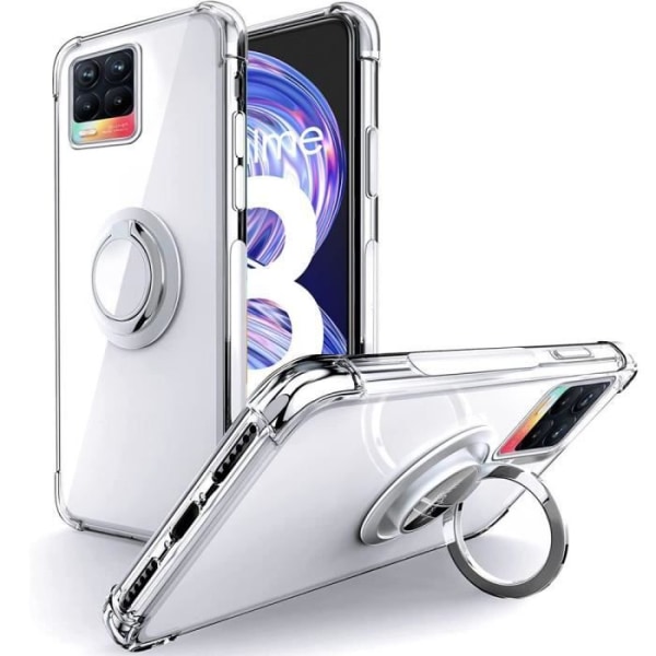 Realme 8 klart etui med roterende ringholder Transparent