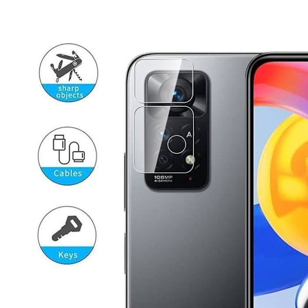 Bakre kamera härdade glasögon för Xiaomi Redmi Note 11 Pro - E.F.CONNECTION - Set med 2 Transparent