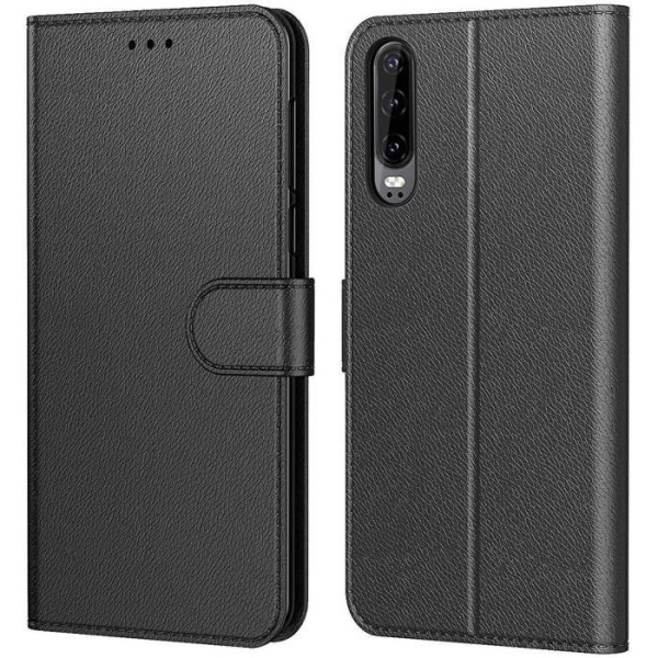 Etui til Huawei P30 (6,1") Sort tegnebog Anti-ridsestabil Elegant Sort Svart