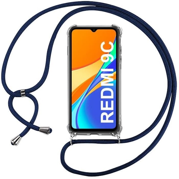 Fodral för Redmi 9C (6,53") Stötsäkert skydd Förstärkta hörn Transparent Anti-Scratch Mjuk Inkluderar kedja Grön Marinblå Transparent-marinblå
