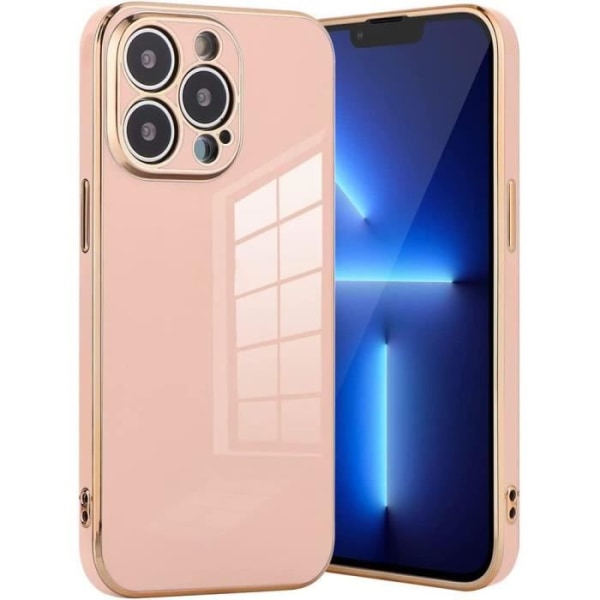 Cover til iPhone 13 Pro (6,1") Pink stødsikker Elegant anti-ridse guldkant Luksusmode Rosa