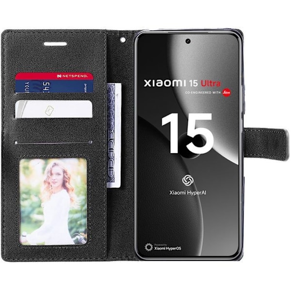 Cover til Xiaomi 15 Ultra - Anti-Ridse Skind effekt Stødabsorberende 360° Beskyttelse - Sort Svart