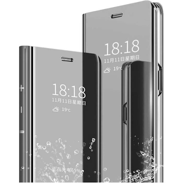 Coque - LuffyShop - Redmi Note 9 Pro - PU läder - Silver - Fodral med spegel Silver