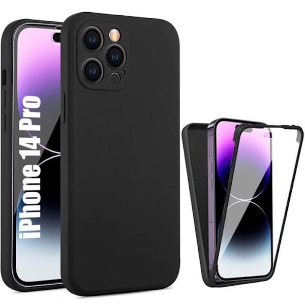 Coque - E.F.CONNECTION - för iPhone 14 Pro - Silikon - 360° skydd - Stötsäker Svart