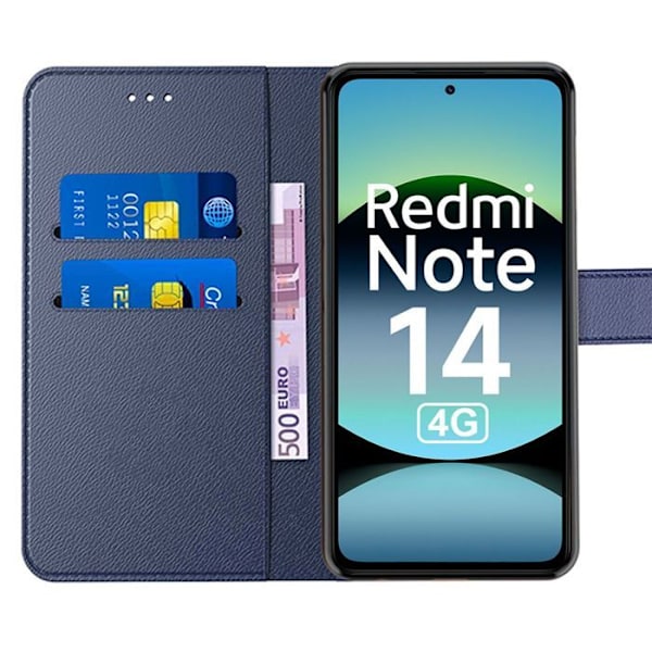 Coque för Xiaomi Redmi Note 14 4G (inte för 5G) Skydd Fodral i Syntetiskt Läder Stöttålig Mörkblå marinblå