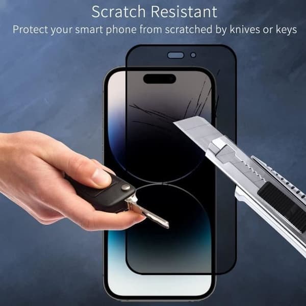 3 delar antispionhärdat glas för iPhone 14 Pro Max (6,7") Svart