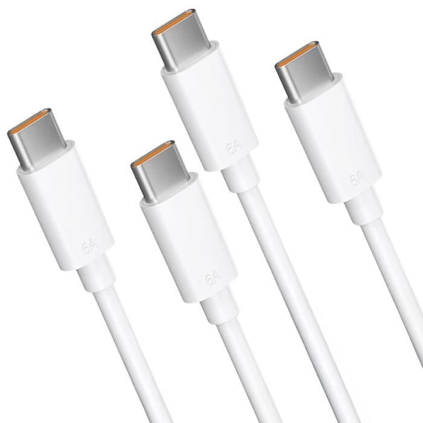 2x snabb USB-C till USB-C-kabel 65W 6A för Samsung Galaxy A16 A15 A14 A55 A53 A35 A25 A36 A05s - Vit 1M Vit