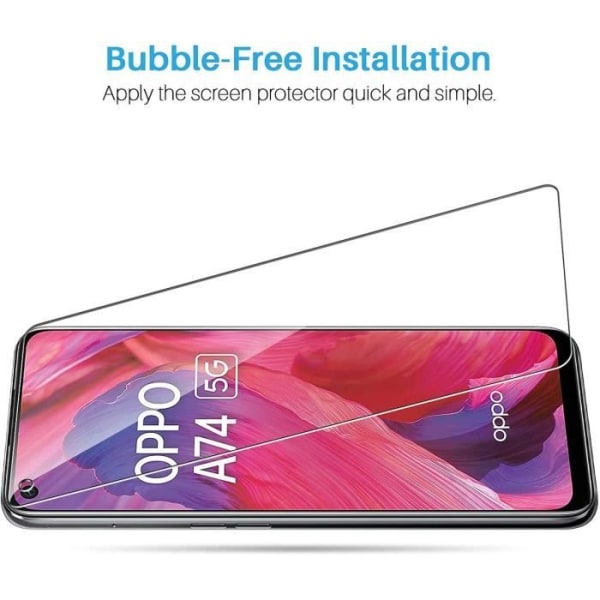 Lot 2 hærdet glas til OPPO A74 5G (6,5") hærdet glasfilm anti-sporskærm Transparent