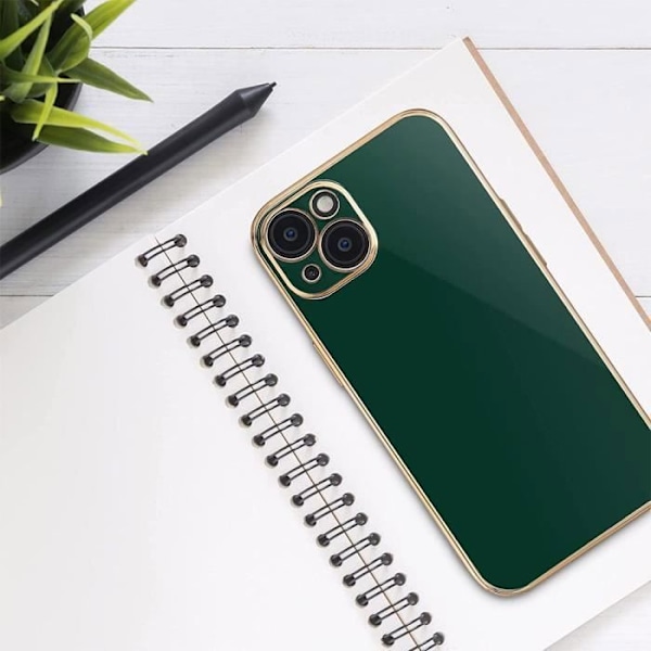 Beskyttelseshætte til iPhone 12 Pro Max - E.F.CONNECTION - Mørkegrøn - Fleksibel - Luksus - Stødabsorberende - 2 Hærdede Glas Midnattsgrönt