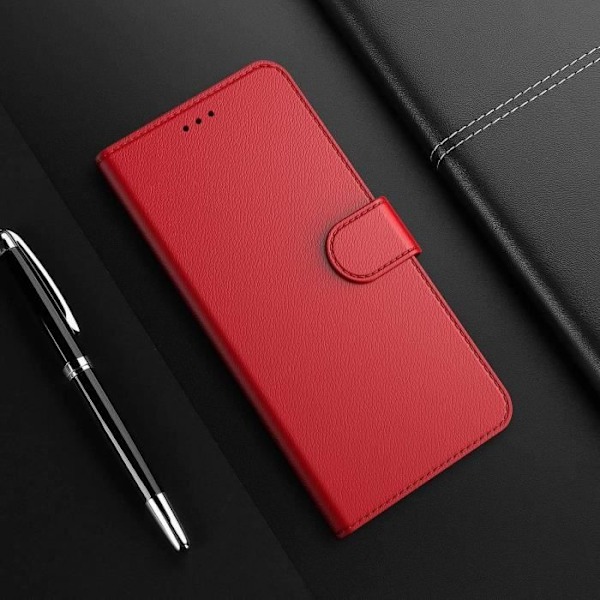 Etui til Redmi A1+/A2+ (A1 Plus/A2 Plus) Rød stødsikker anti-ridse blød kortholder Syntetisk læder Röd