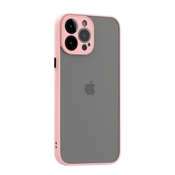 Skydd för iPhone 13 Pro Max - E.F.CONNECTION - Semi-rigid - Rosa - Härdat glas - Stötsäker Rosa