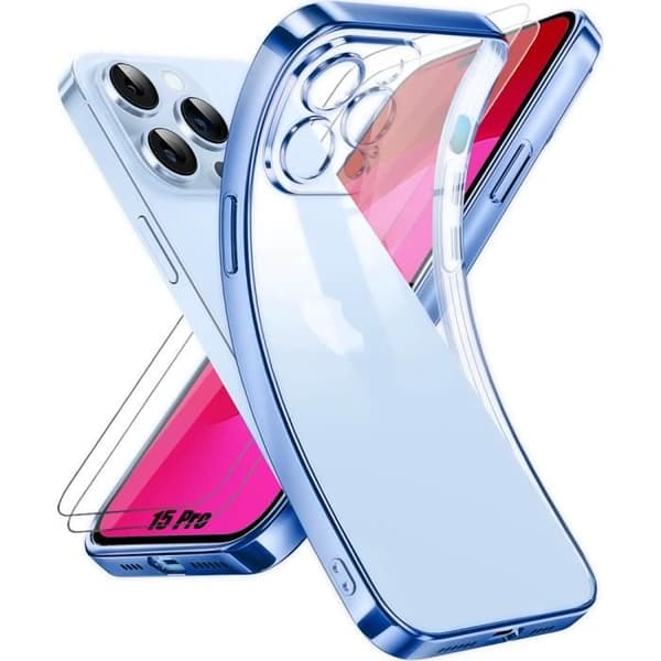 Coque - E.F.CONNECTION - för iPhone 15 Pro - Flexibel - Repellerar repor - Transparent Blå