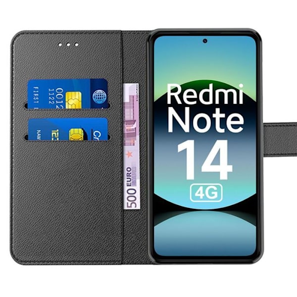 Skyddsfodral för Xiaomi Redmi Note 14 4G (inte för 5G) Stötskydd, Ruggat, Syntetiskt Läder - Svart Svart