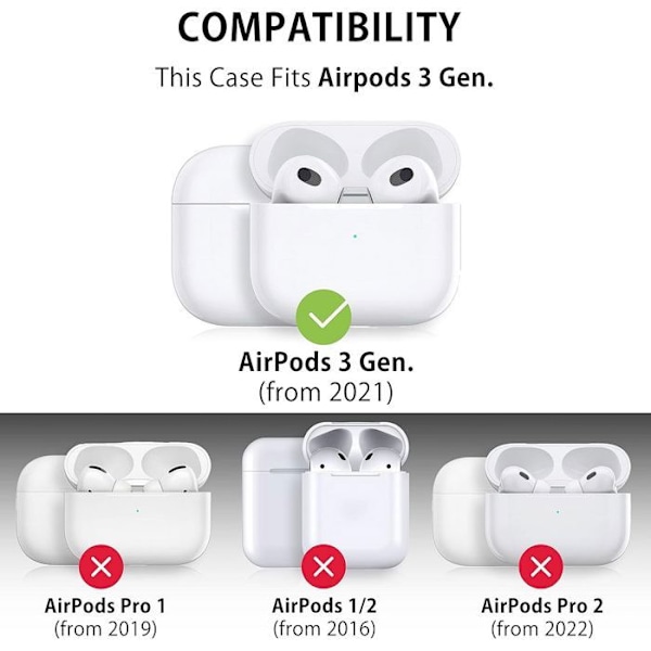 Coque til AirPods 3 2021, Stød- og ridsebeskyttelse i hård med bælte - Transparent Transparent