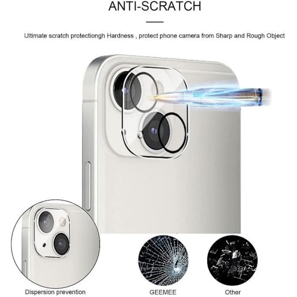 2 Fuld objektiv kamerabeskyttelse i E.F. Connection hærdet glas til iPhone 13 (6.1") Transparent