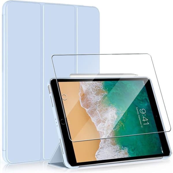 Coque + Härdat Glas - för iPad Air 3 / för iPad Pro - Stötabsorberande Skydd - Fällbart Stöd - Blå Blå